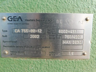Used GEA CA755-00-12 Decanter Centrifuges Ohio US | Equipment Recovery Corp. #1331512