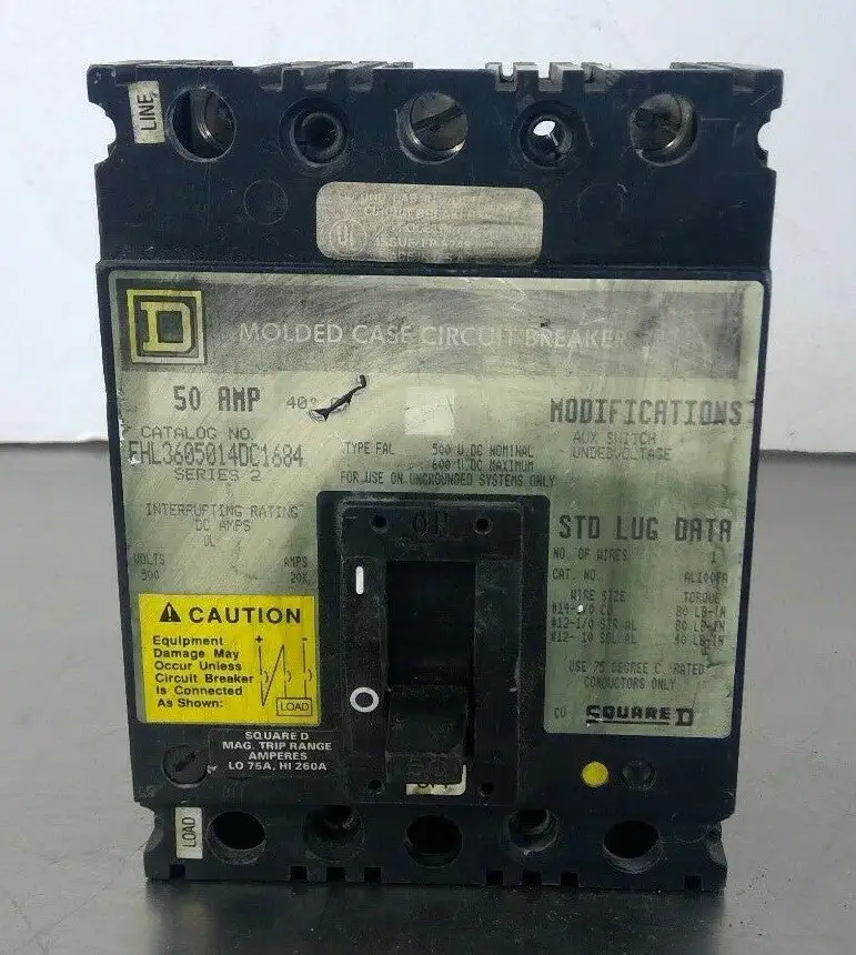 Square D FHL3605014DC1684 Series 2 Molded Case Circuit Breaker 50 AMP 4H