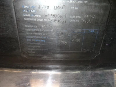 4,500L S/S JKTD Contra Rotational Mix Tank