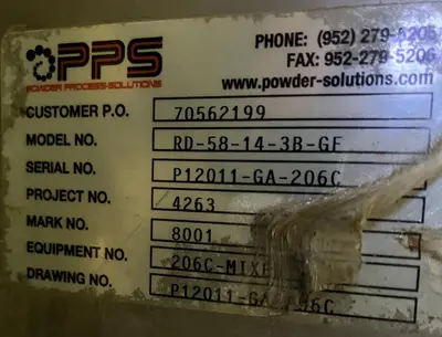 USED POWDER PROCESS SOLUTIONS RD-58-14-3B-GE