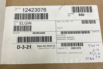 Used ELGIN 12423076 Misc Electrical & Power Parts | Surplus Asset Holdings #1218657
