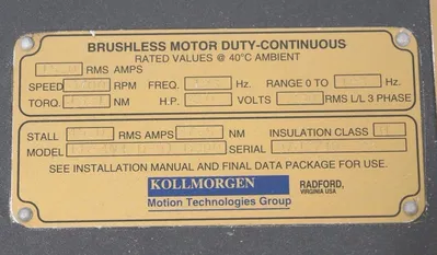 NEW KOLLMORGEN EB-404-D-91-B3000 BRUSHLESS MOTOR 6HP