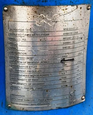 (2) Alfa-Laval MAB 206S-24 oil cleaning modules, SS.