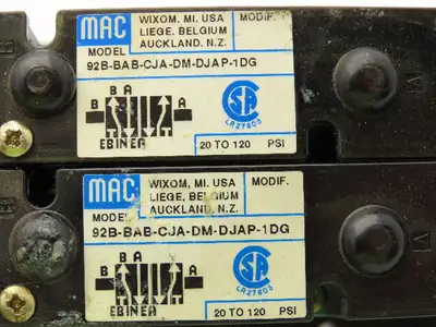 MAC 92B-BAB-CJA-DM-DJAP-1DG  2-Station Solenoid Valve Manifold 120V 92 Series