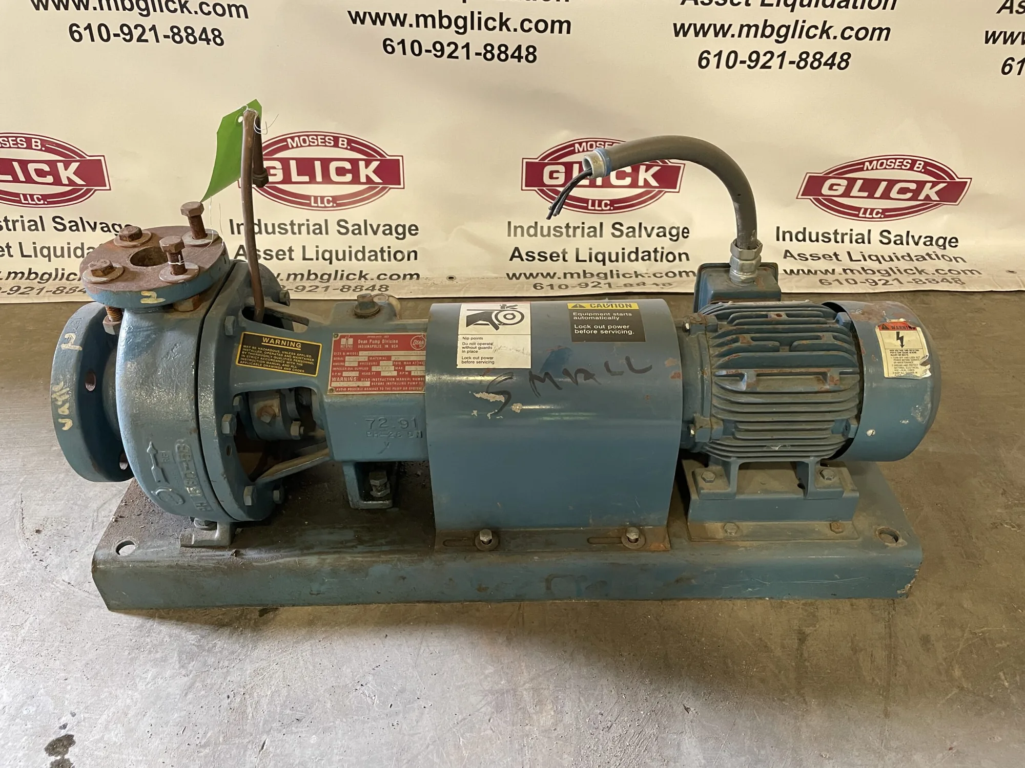 Dean PH-2111 Cast Iron Centrifugal Pump 1-1/2x3x8 1HP 70gpm 3PH