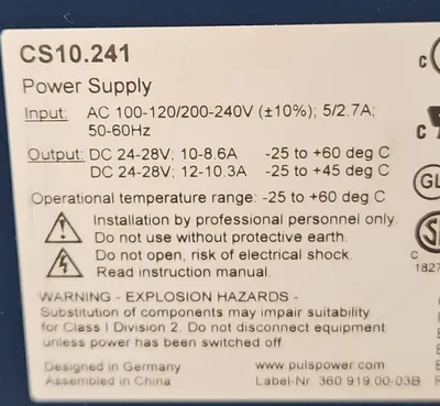 PULS CS10.241 24V 10Amp Power Supply. 4E-23