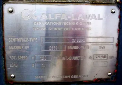 Alfa-Laval SB-800/2 2-stage pusher centrifuge, 316SS.