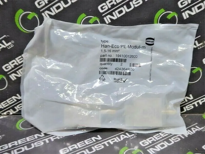 Lot of 2 Harting 19410012600 Connectors Male Han-Eco PE-Modul-m 1.5-16mm² New