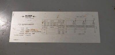 Daykin Transformer 40 KVA; 480-800v D40EN-6657