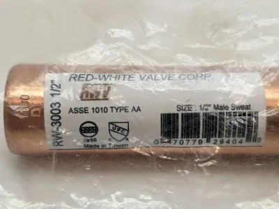 RW-3003 | Red-White Valve  1/2" Male Sweat Water Hammer Arrestor - New
