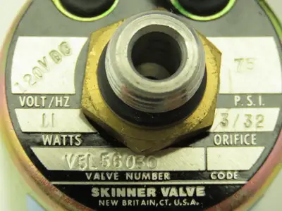 Honeywell Skinner V5L56030 Solenoid Valve 3-Way NO 120VDC 75 PSI 1/4" 1/8" NPT