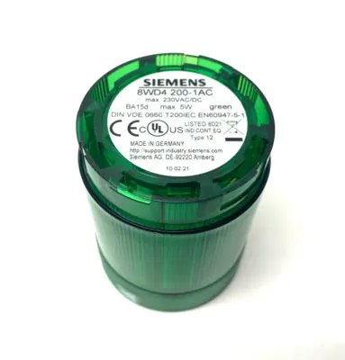 USED SIEMENS 50MM STEADY STACK LIGHT ELEMENT GREEN 12-230V AC/DC