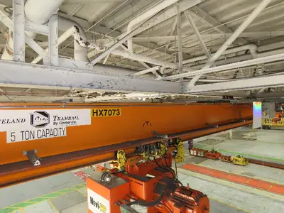 Cleveland Tramrail P&H 5 Ton Single Girder Underhung Bridge Crane 44' 6" Span
