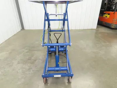 Vestil 800lb Air Hydraulic Mobile Scissor Lift Cart 49" Height 20x35" SS Top