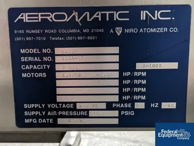 USED Niro Aeromatic Aeromatic Spheronizer, Model S-320