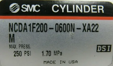 NEW SMC NCDA1F200-0600N-XA22 PNEUMATIC CYLINDER NCDA1F2000600NXA22