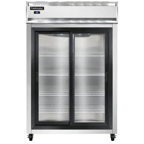 Continental 2RSNSGD 52" Two Section Reach In Refrigerator, (2) Sliding Glass Doors, Top Compressor, 115v
