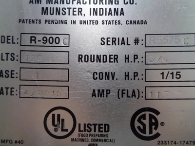 Used 2015 AM MFG R900 Dough Dividers California US | BakeryEquipment.com #1554794
