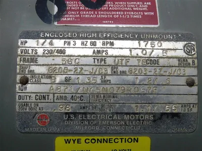 1/4 HP US Motors Enclosed High Eff. Motor A671 w/Syncrogear Reducer 1750RPM Used