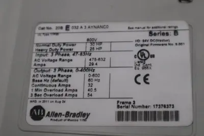30HP 20BE032A3AYNANC0 PowerFlex 70 Allen Bradley Drive VFD Stock SGF-82