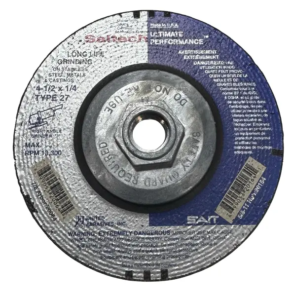 SAIT 4-1/2" x 1/4" x 5/8-11 Grinding Wheel T27 Metal Stainless Steel USA