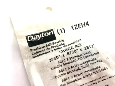New | in-Stock Dayton Precision Ball Bearing, Stainless Steel, Double Shield Miscellaneous MRO Michigan US | Maverick Industrial Sales #1401261