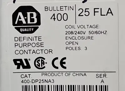 Allen Bradley 400-DP25NA3 Ser A Contactor loc4C32