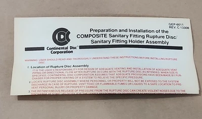 NEW Continental Disc Corporation 249967