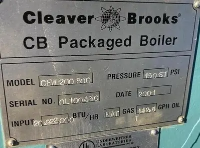 USED 2001 CLEAVER BROOKS CEW200-500