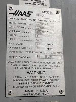 USED HAAS VF-2D