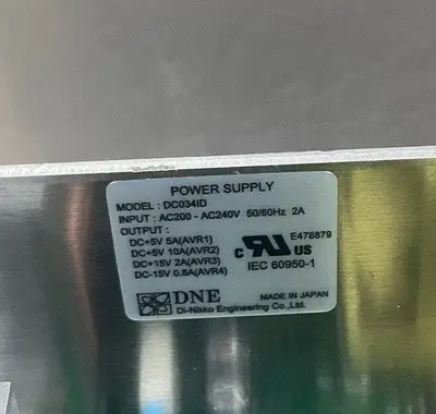 Di-Nikko DC034ID-UL Rev. E Power Supply In: 200-240VAC/2A 4D-1