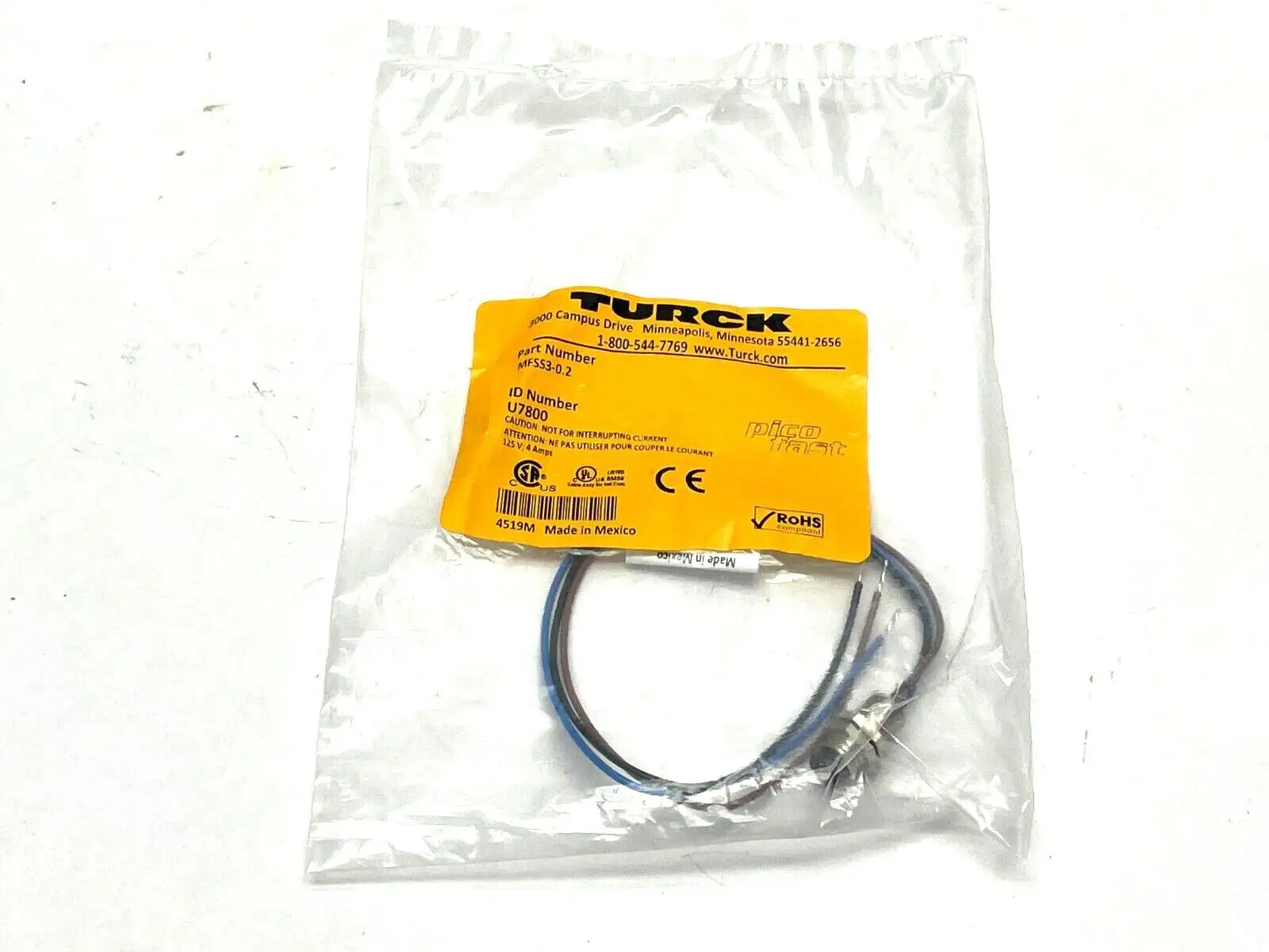 MFSS3-0.2 | Turck  Actuator and Sensor Receptacle U7800 - New