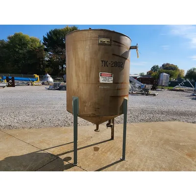 Used Stainless Steel Cone Bottom Liquid Tank - 580 Gal.