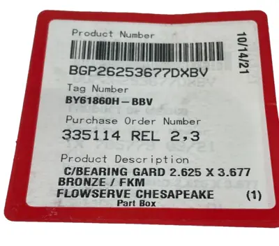 NEW FLOWSERVE BGP26253677DXBV BRONZE BEARING 2.625 X 3.677