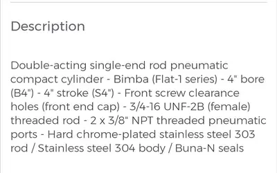 New | in-Stock BIMBA F0-1254-4F Pneumatic Cylinders Ohio US | Surplus Asset Holdings #1247780
