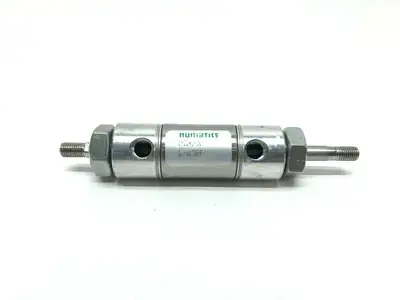USED NUMATICS 6" LONG (END TO END) DOUBLE ROD CYLINDER, 1/2" STK