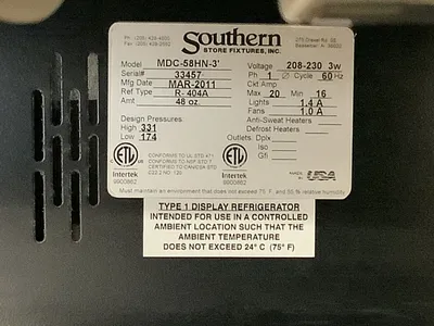 152-0551 Southern MDC-58HN Self Contained Display Cooler Case