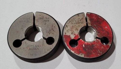 Set of 3/4-16 UNF-2A GO & NO GO Set Thread Ring Gage P.D. .7079 & .7029 Gages