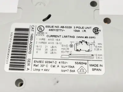 USED ALLEN-BRADLEY 1489-A3D010 SER. A