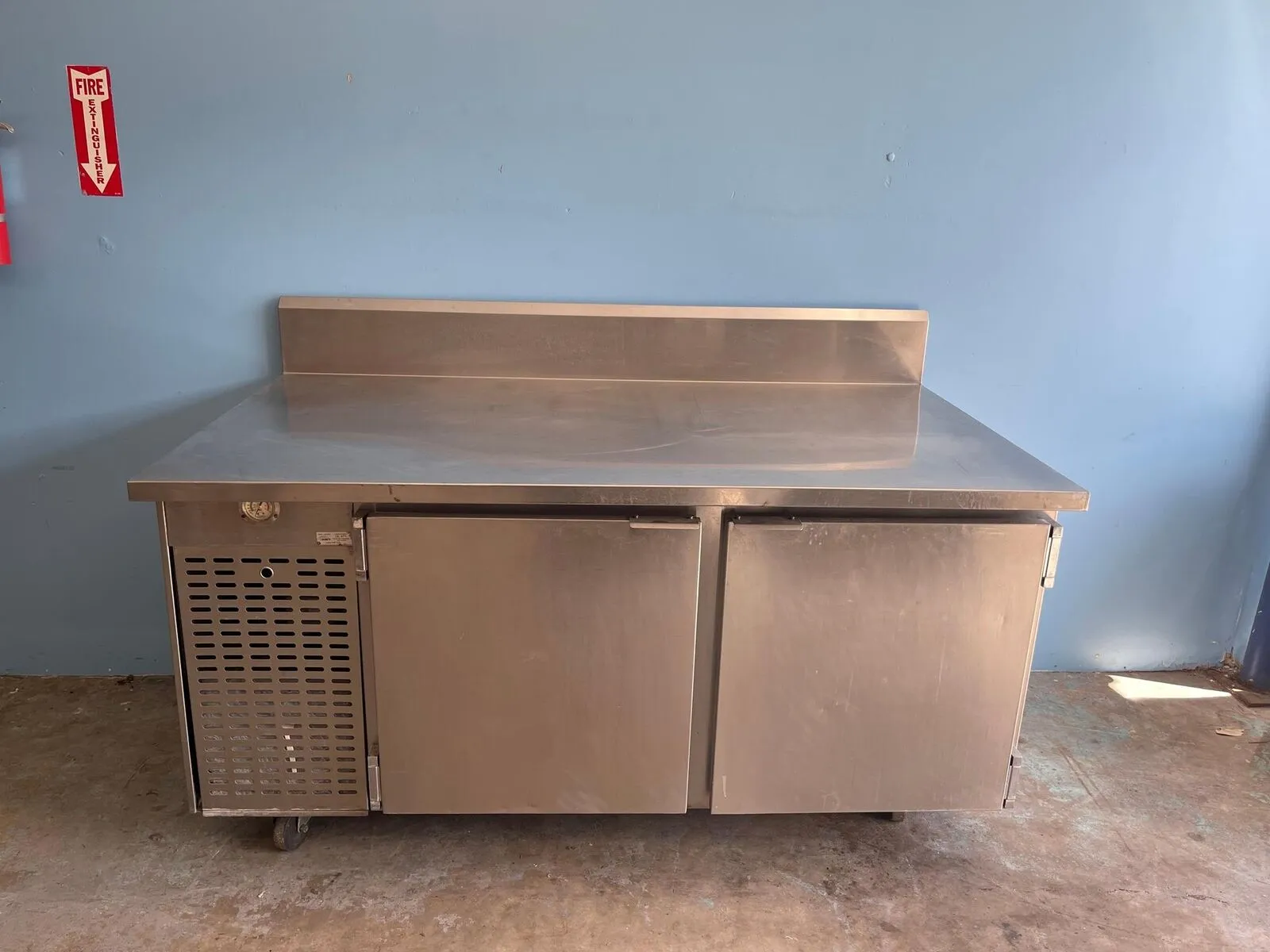 75-0342 Custom 67'' 2 Door Stainless Steel Work Top Cooler w/ Backsplash