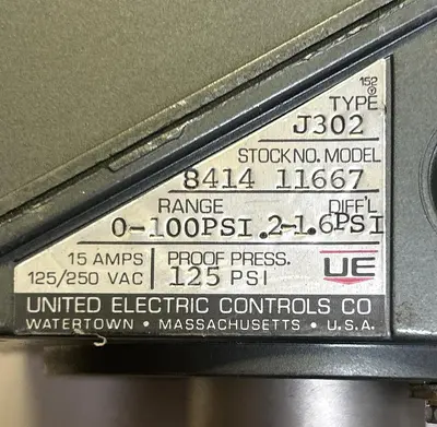 New | in-Stock UNITED ELECTRIC CONTROLS J302 Miscellaneous Equipment (Electrical & Power) | Surplus Asset Holdings #1191071