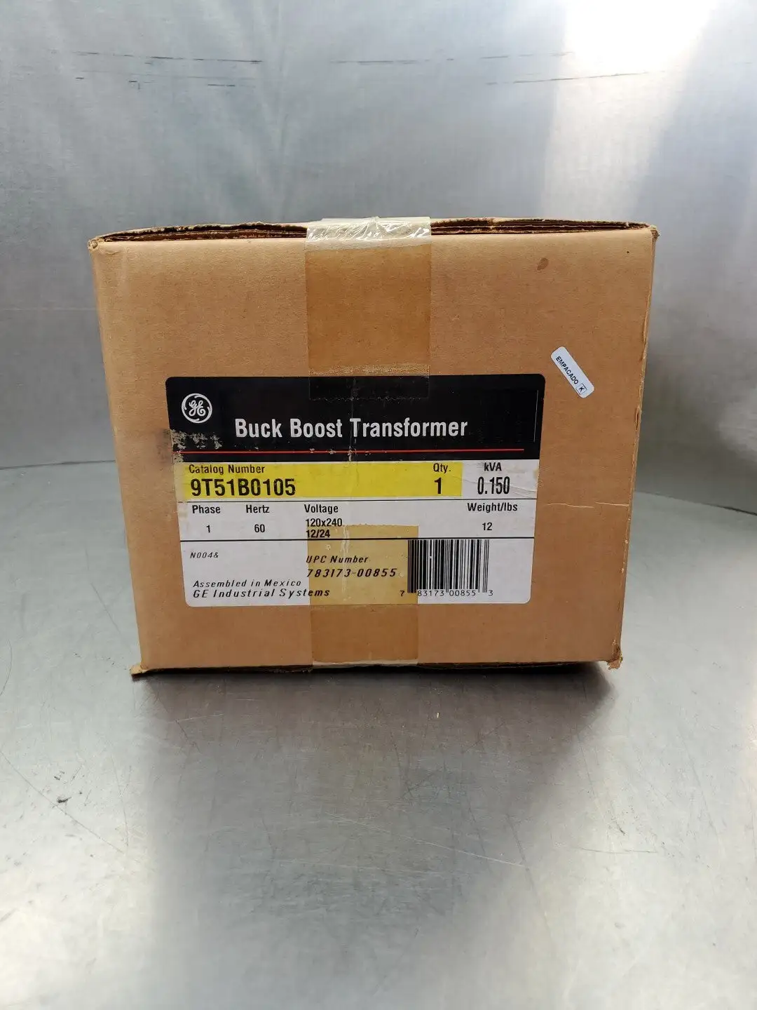 GE 9T51B0105 0.150kVA Phase 1 60Hz 120x240/12x24V Buck Boost Transformer. 4F-21