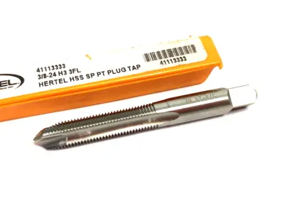 USED HERTEL 3/8-24 H3 3FL HERTEL HSS SPIRAL POINT PLUG TAP BIT