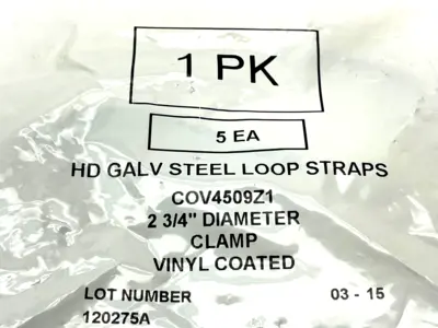 | Cable Clamp Galvanized Steel Gray 2 3/4" Cable Clamping Dia. 1/2" Clamp PKG OF 5 - New