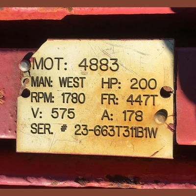 Westinghouse 200 HP Motor