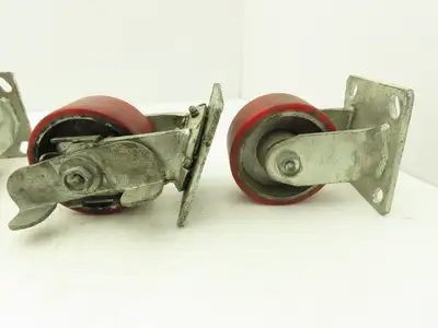 Service Caster 4" Caster Wheel Poly/Cast (2) Swivel Locking (2) Rigid Lot of 4