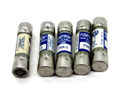 NEW LOT OF 5 FUSETRON FNA-5 FUSES FNA5