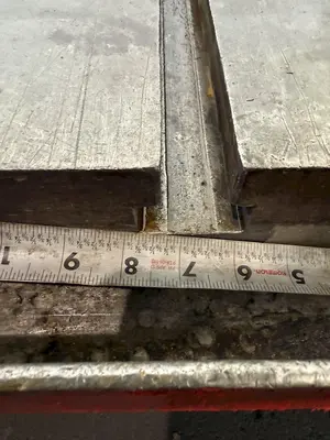 42" WIDE X 72" LONG X 6" THICK T-SLOTTED BOLSTER PLATE. STOCK # 1006324