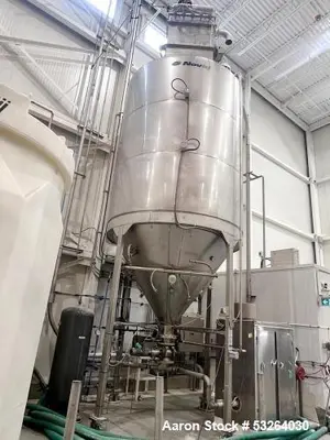 Used Bulk Salt Receiving System – 304 SS Silo, 45,000 lb Capacity, Dehumidifier, Blower, Rotary Valves – Year 2020