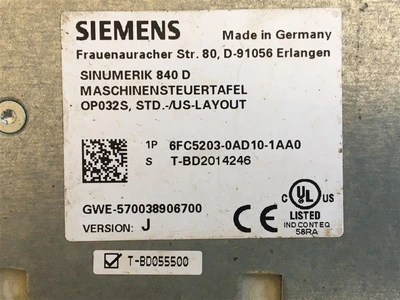 USED SIEMENS 6FC5203-0AC00-1AA0 (1)-CNC-TASTATUR OP0325